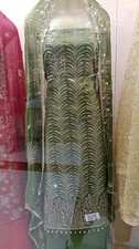 Women's Indian Salwar Kameez Green Cotton Embroidery with Dupatta