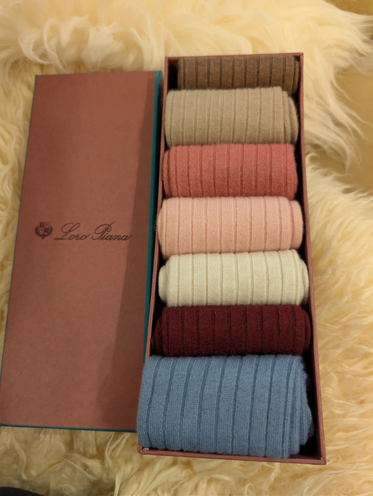 Loro Piana Cashmere Crew Socks 7 Pair Gift Set New In Box