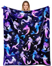 Mermaid Blanket Gifts for Girls Women Soft Warm Plush Flannel Mermaid Throw B...
