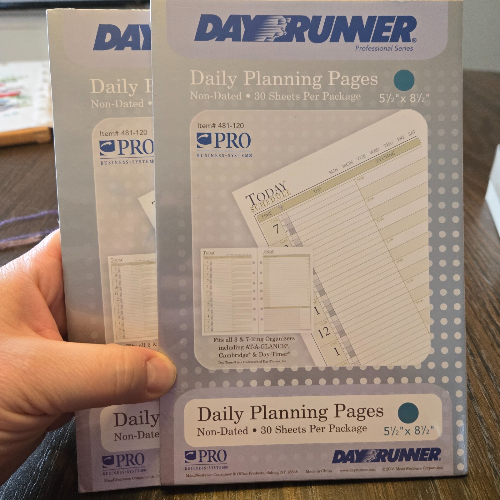 2 Packs Day Runner Undated Daily Planning Pages 5.5x8.5, 3 or 7 Hole, 60 Refills