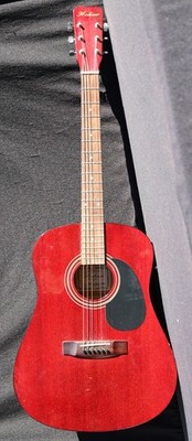 Hohner Red Cherry Finish Acoustic Guitar Model HW 300 G/TWR, Serial # 98098829