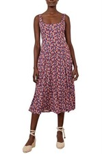 Boden Dress Womens 8 Blue Red Flamingo Petronella Midi Jersey Sleeveless Pockets