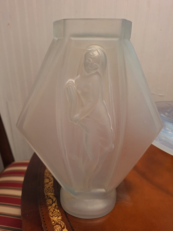 ETLING/SABINO LIKE "LARGE  VASE with LADIES-----SIGNED