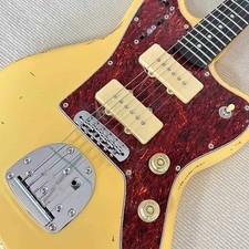 Vintage Yellow Jazz Style Electric Guitar P90 Pickups Sliver Hardware
