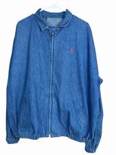 Polo Ralph Lauren Denim Harrington Jacket Men’s Large Blue Jean Bomber USA