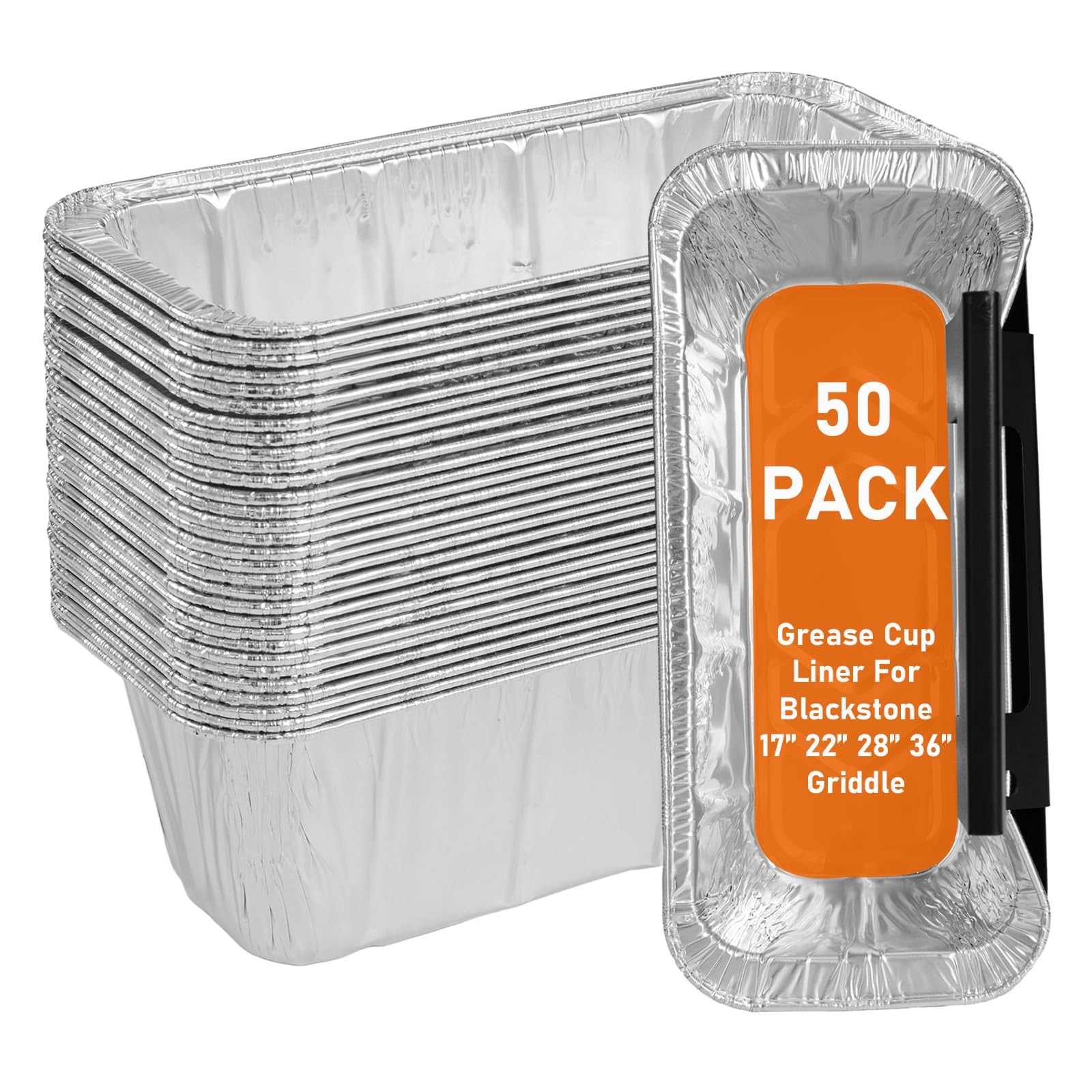 50-Pack Blackstone Griddle Grease Cup Liners 5017 Aluminum Foil Disposable Trays
