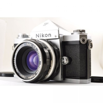 Nikon F Eye Level Silver 35mm SLR Film Camera 50mm f/2 Lens *Near Mint* #3816