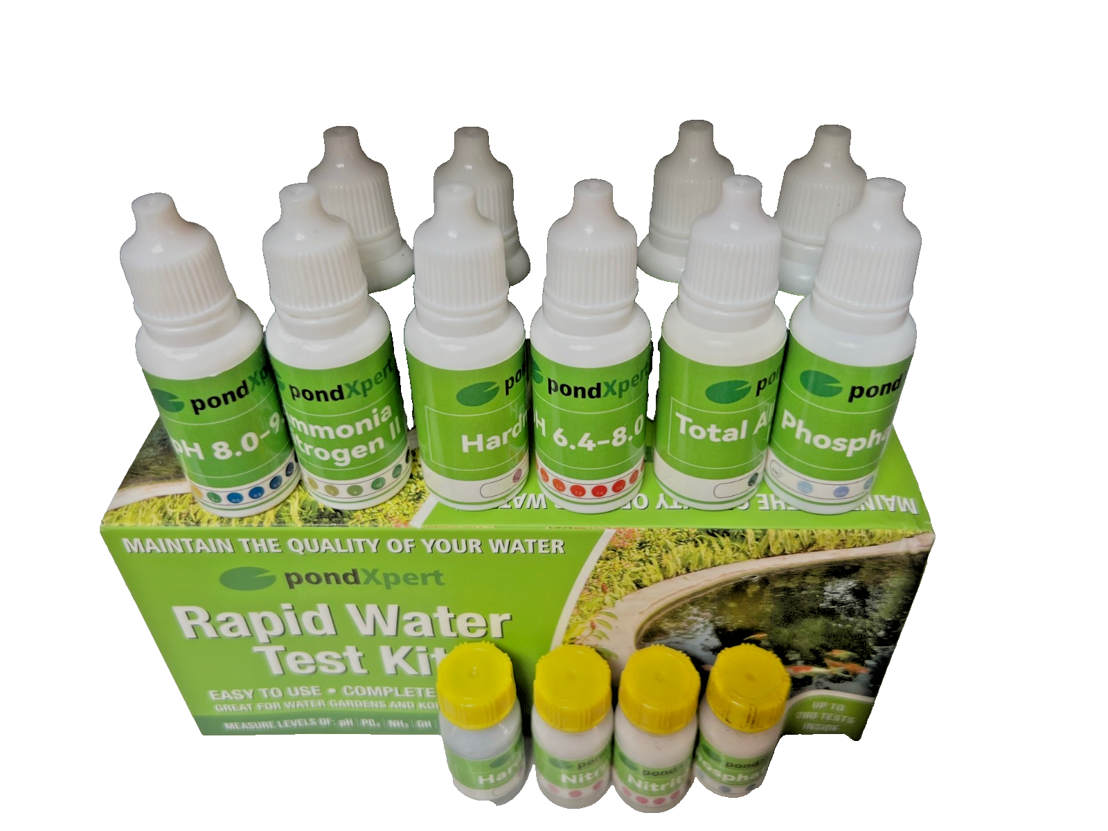 PondXpert Rapid Pond Liquid Test Kit 280 Tests Garden Koi Pond Test Set