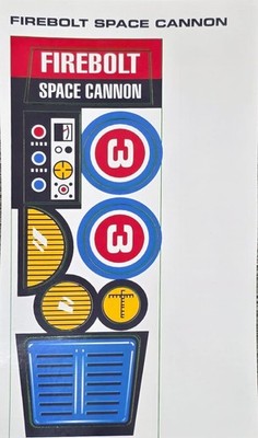 Major Matt Mason Fireball Space Cannon Decal   Reproduction, Glossy peel & Stick
