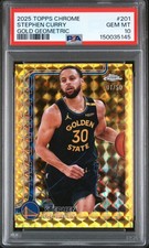 STEPHEN CURRY PSA 10 2025 TOPPS CHROME #201 GOLD GEOMETRIC REFRACTOR 1/50 GEM