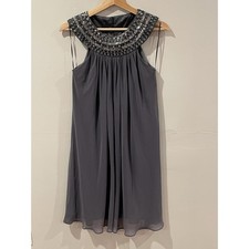 JS Boutique Chiffon Dress Womens Size 2 Gray Beaded Sequin Party Formal Prom