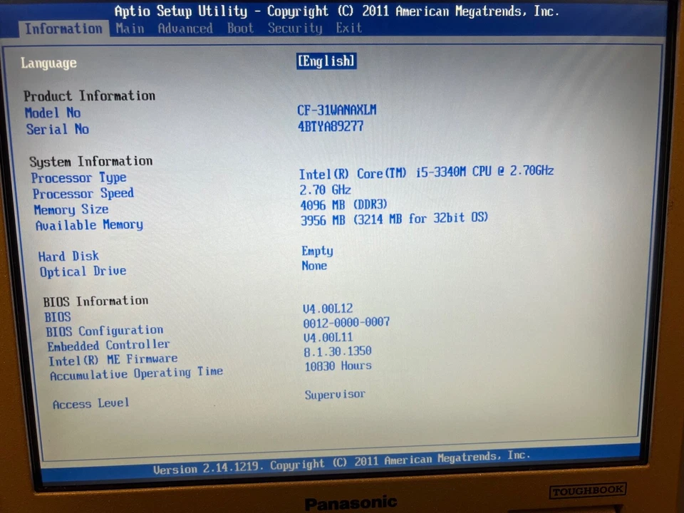 Panasonic Toughbook CF-31 Intel Core i5 2.70GHZ 4GB RAM MK4 Excellent condition. - Image 3 of 4