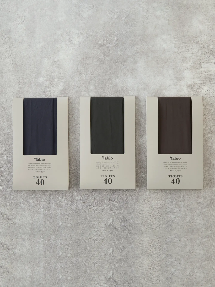 Tabio 40 denier nuance gray tights pairs set belt strap pouch