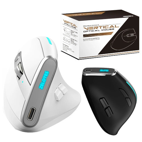 Wireless Ergonomic Vertical Mouse for Gaming Right or Left Hand USB Optical