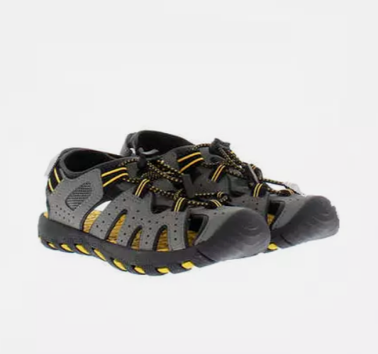 Khombu Boy's Active Sandal, Grey W/Yellow trim (GREY, SIZE- 13) NWT