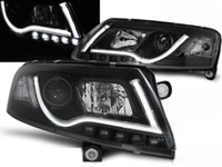 Scheinwerfer Paar Audi A6 C6 04-08 Schwarz LTI DRL Xenon