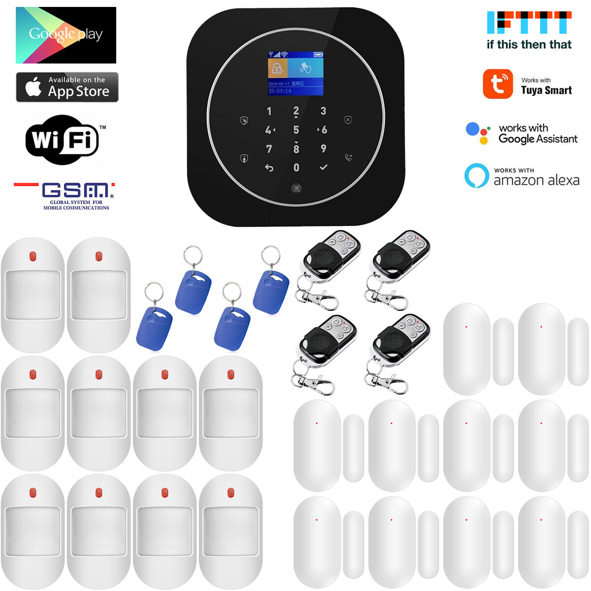 Y81 Tuya WiFi APP GSM Wireless Home Security Alarm System+Alexa+Google Assistant