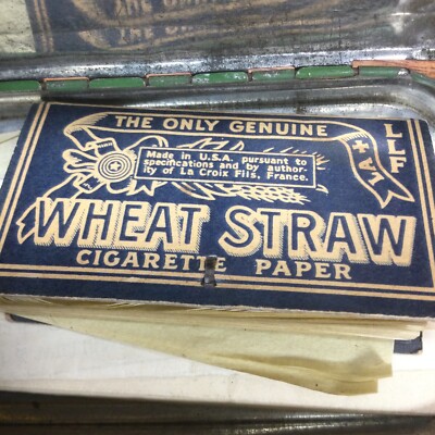 TOBACCO TIN BOX EARLY 1900'S LUCKY STRIKE W/Wheat-straw Rolling Papers