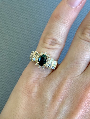 $3,300 Certified 14k Gold Natural Blue Greenish 1.38 Ctw Sapphire Diamond Ring - Picture 5 of 11