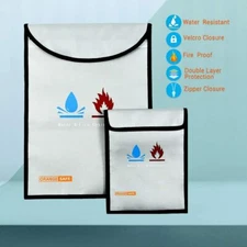 Fireproof Document Bag Waterproof Safe Money Cash Box Secret File Protect Pouch