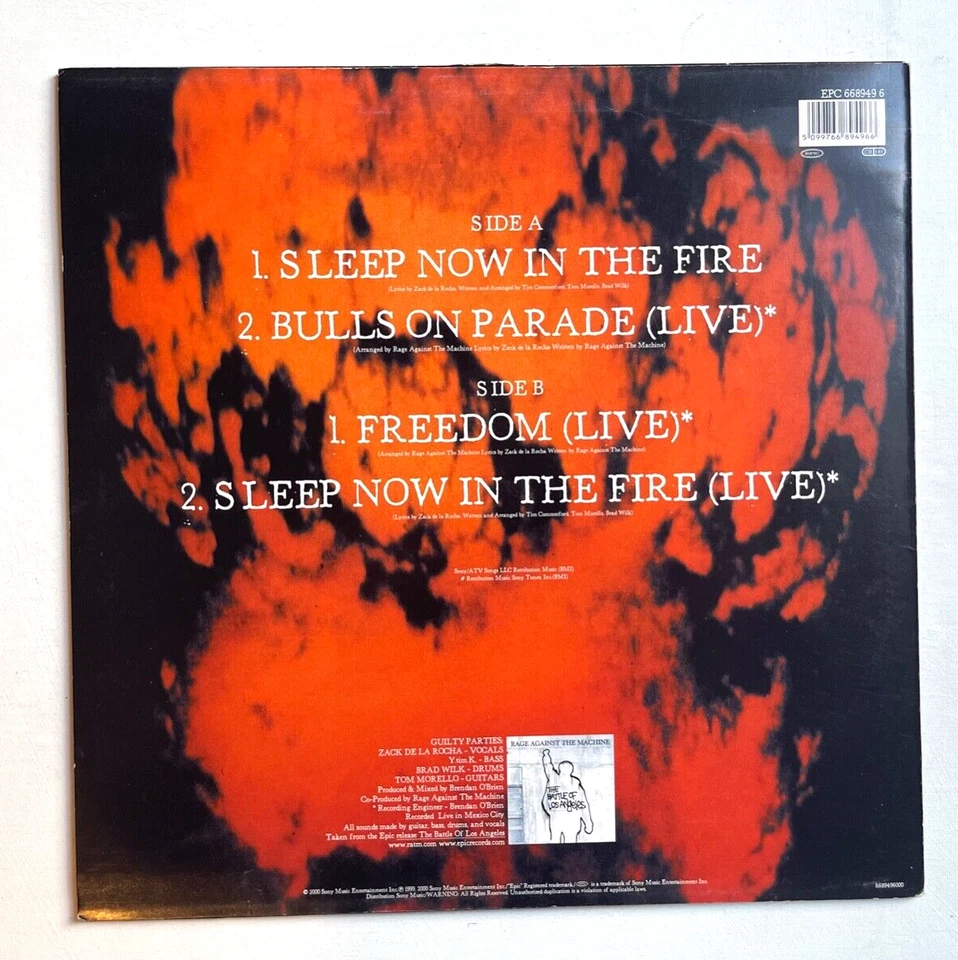 Rage Against The Machine - Sleep Now In The Fire * 12' Vinyl * Free P&P UK * - Image 3 of 4