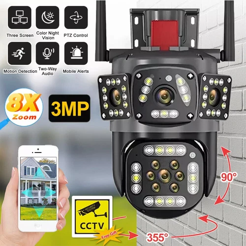 Telecamera di sicurezza Wi-Fi 12 MP wireless telecamera IP esterna visione notturna 8X zoom - Foto 1 di 23