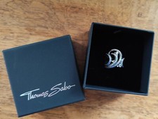 Image of Thomas Sabo 925 silver ring with blue stones, 58, NEW! RRP £200