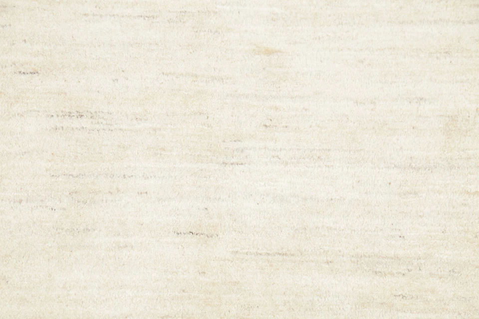 Contemporary Ivory Solid Gabbeh Oriental Area Rug Hand-knotted Wool Carpet 4x5 - Image 4 of 4