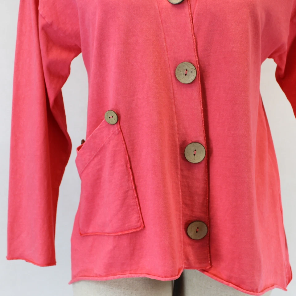 Chaqueta Cárdigan Top Grande Fenini Lagenlook Algodón Cuello Botones Bolsillo Foto 4 de 4