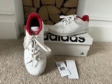 Boxed Adidas Summer Trainers Tennis Shoes White Red Boys Kids Girls Womens 3