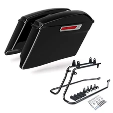 4" Stretched Hard Saddlebags & Conversion Bracket Fit For Harley Softail 84-2017