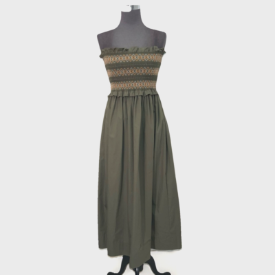 Lou & Grey Women Dress Small Green Strapless Shirred Smocked Bodice 100% cotton | eBay Lou & Grey Women Dress Small Green Strapless Shirred Smocked Bodice 100% cotton | eBay