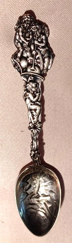 Sterling Easter Crucifix & Crown with Angels Handle by Wallace