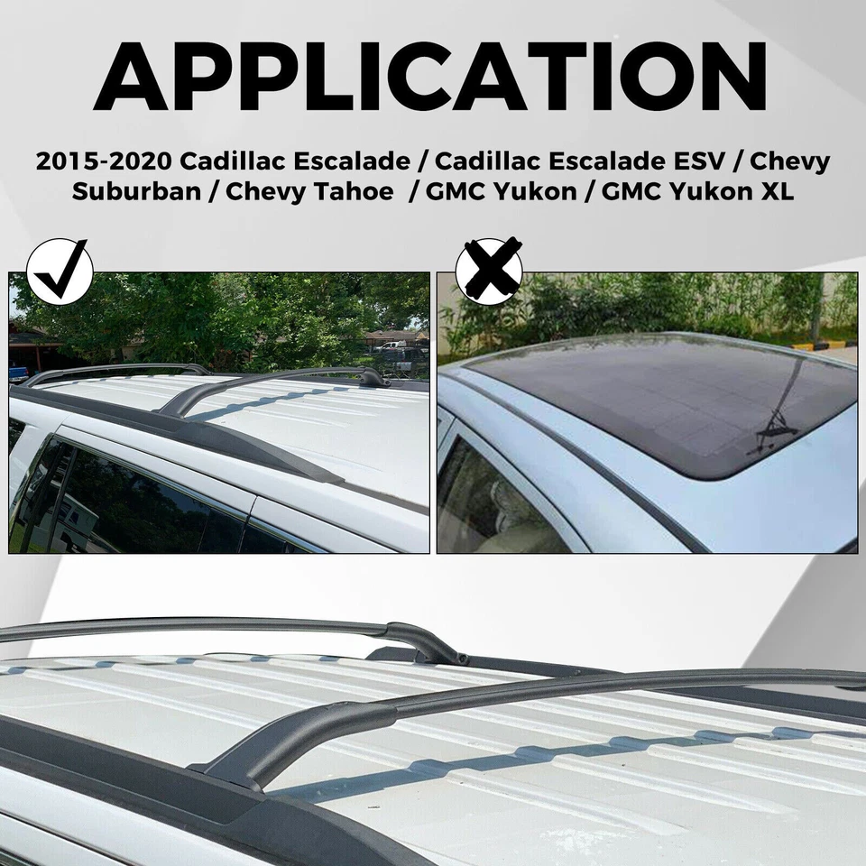Roof Rack Cross Bar 220lbs For GMC Yukon Chevy Tahoe Suburban Escalade 2015-2020 Foto 3 de 4