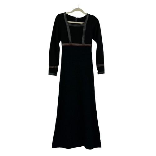 VESTIDO CINTURA VINTAGE JEAN VARON IMPERIO MEDIEVAL Tejido Negro Suéter Cuero XS - Imagen 2 de 20