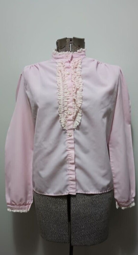 Vtg 70s Womens L/S Shirt PEARLIZED Button Front RH