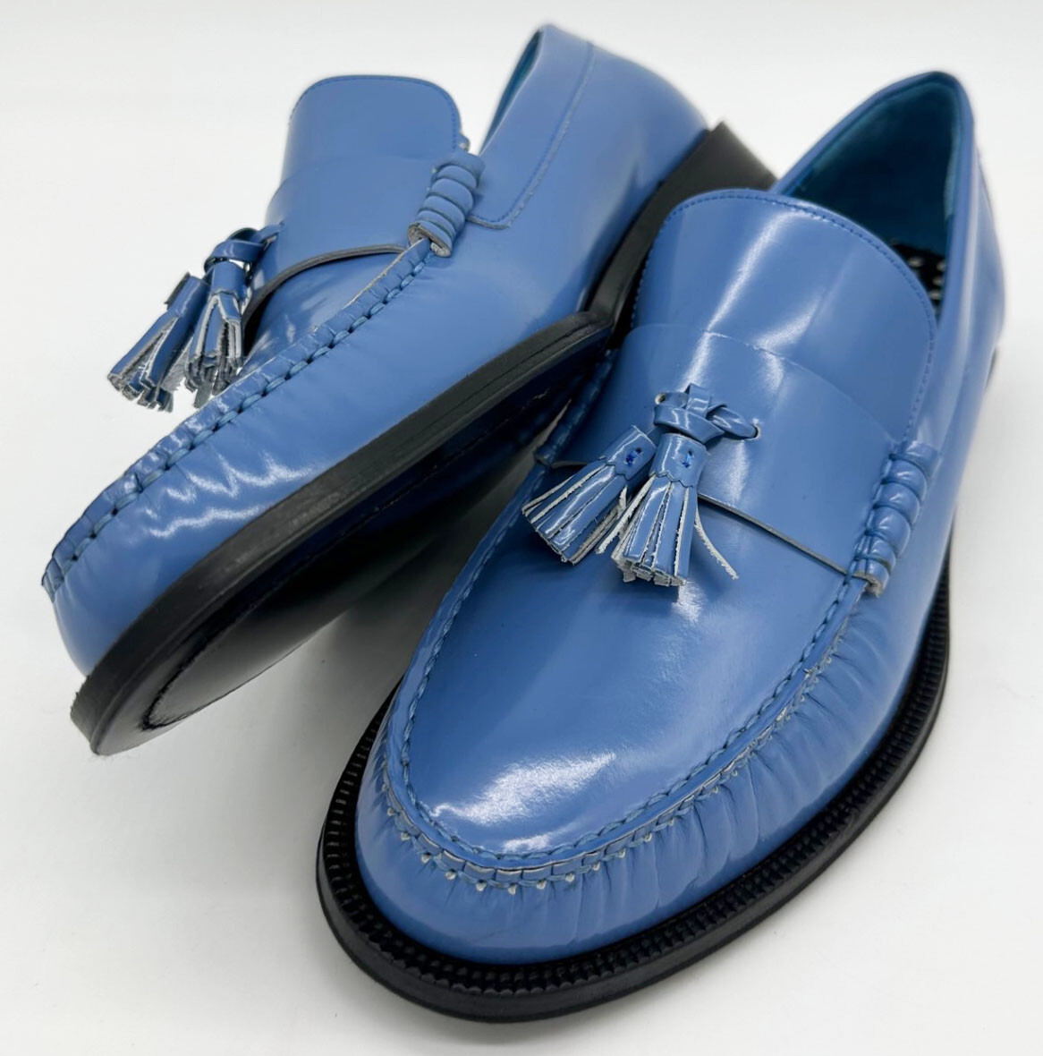 PAUL SMITH SKY BLUE LEATHER SLIP ON SHOES LOAFERS NEW BOXED RARE UK10 EU44  US11