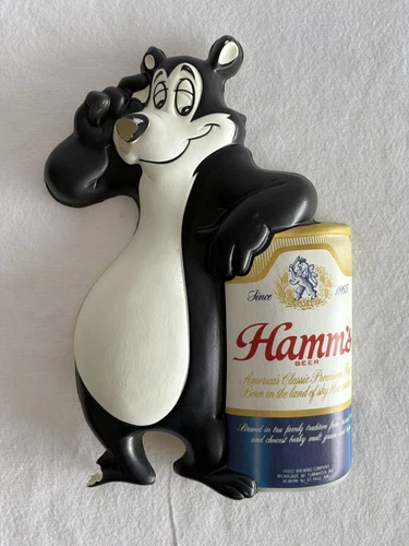 Hamm's Beer Bear w/Can Vintage Vacuform Plastic 3D Advertisement Display AS IS
