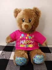 Build-A-Bear "Happy Birthday" Brown Plush Teddy Bear with Pink T-Shirt
