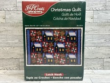 J P Coats Christmas Quilt Latch Hook Patchwork 40"x27" BRAND NEW VINTAGE 2001