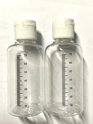2X FLASCHEN KUNSTSTOFFFLASCHEN 75ML REISE GEL LOTION SHAMPOO PROBEN 