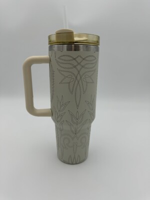 40oz Insulated Tumbler Laser Engraved With Western themed Cowboy Boots Pattern
