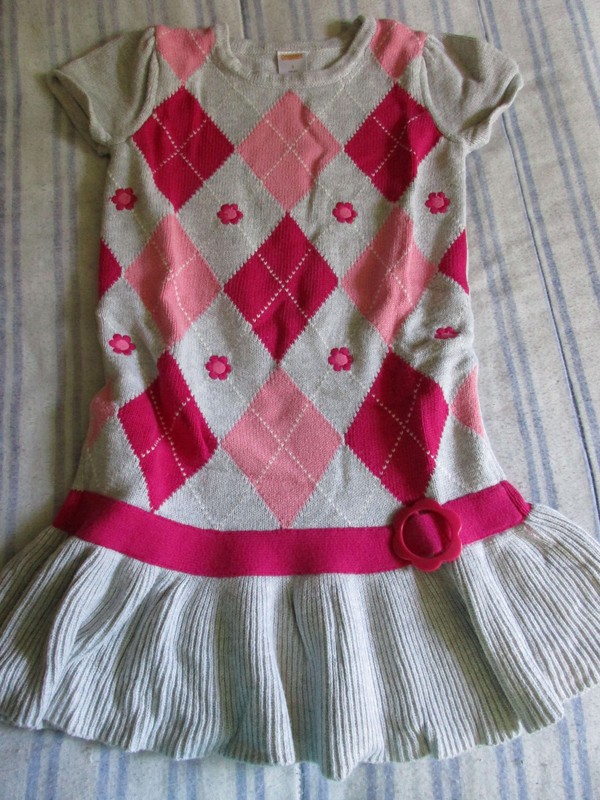 EUC/VGUC 5 Gymboree Pink/Gray Argyle Sweater Dress - Very Cute!