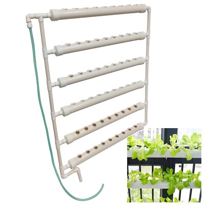 Wall Mounting Type PVC-U Hydroponic 54 Plant Site Grow Kit with 110V Water Pump