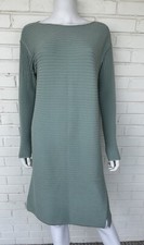 Lafayette 148 NY Wool Ribbed Knit Shift Dress Beryl Green Large NWT $498
