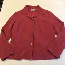 Tommy Bahama Women s Size M Pink 100 Silk Palm Trees Print Blazer EUC