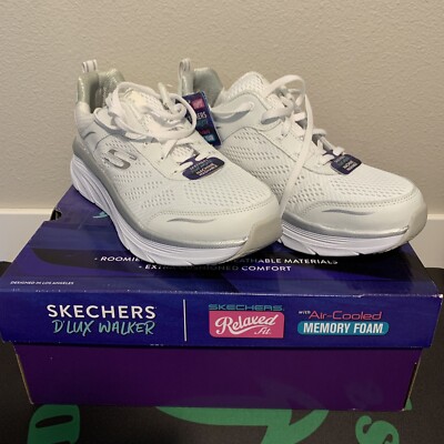 Skechers Women Relaxed Fit: D'Lux Walker Infinite Motion 149023 White Silver