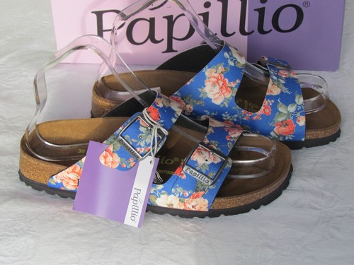 NUEVAS Sandalias Papillio By Birkenstock Damas Azul Marino Floral Mulas Reino Talla 3.5 36 | eBay