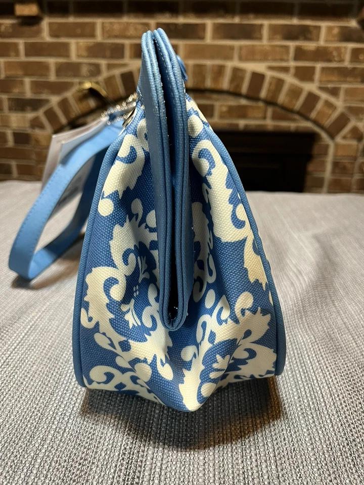 NOVO!  Bolsa Cross Town Clutch Petúnia Pickle Bottom Idílica Ibiza Azul Revestida - Imagem 4 de 4