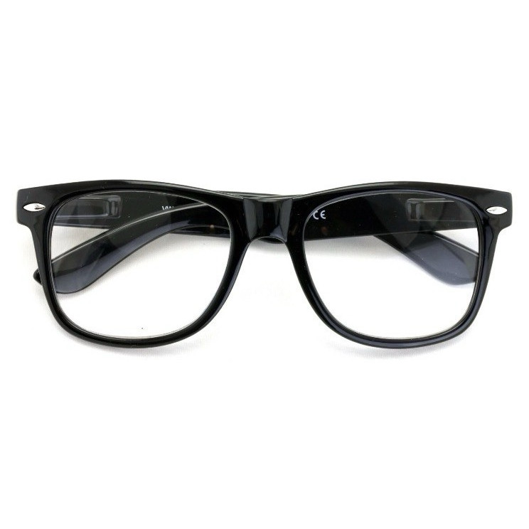 Black Square Bifocal Reading Glasses +2.00 Clear Lens Plastic Spring Hinge